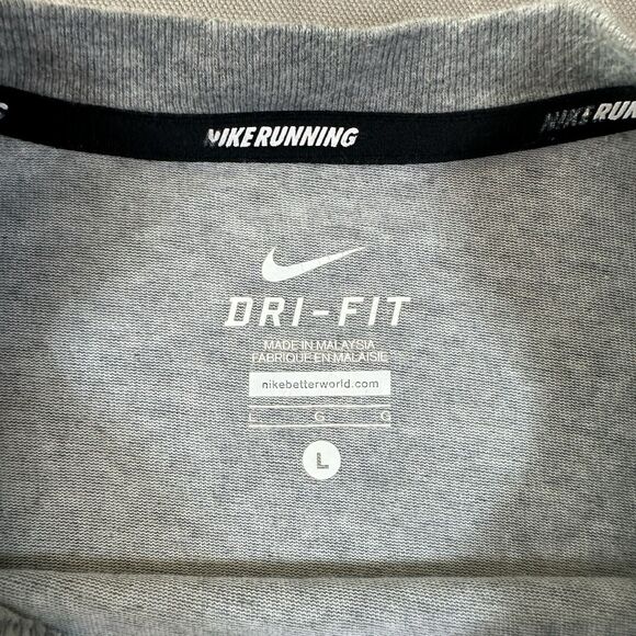 Nike Running DriFit Short Sleeve Large Shirt Graphic Fast Kills Speed Rules Grey - Picture 3 of 4